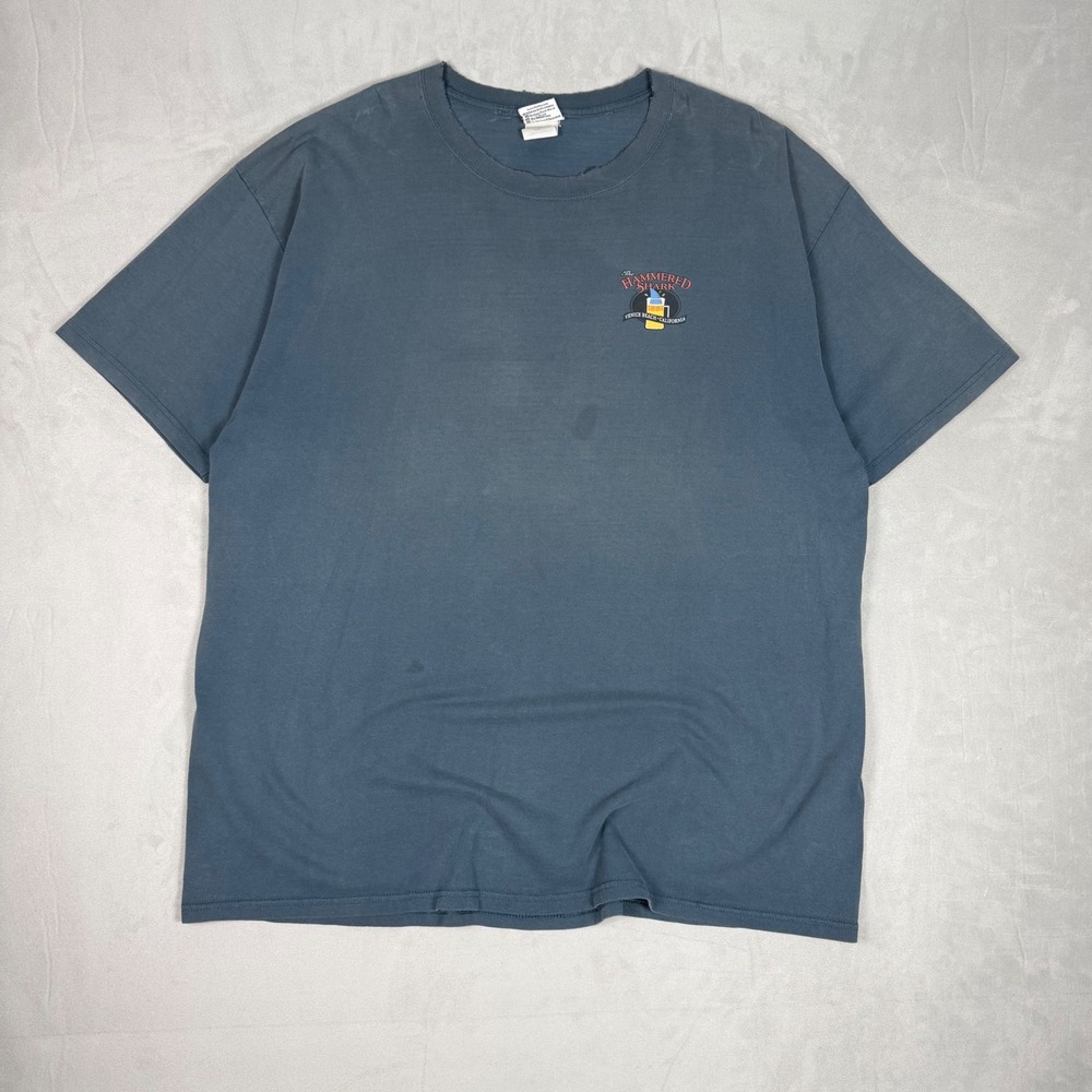 Y2K Mens The Duck Company Hammered Shark Saloon Venice Beach Graphic Tee 2X